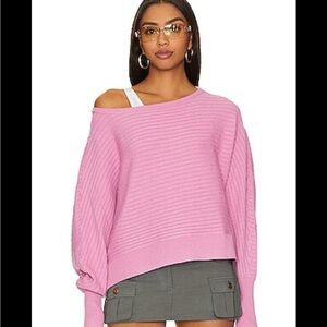 Free People Sublime Ribbed Scoopneck Sweater in Pink